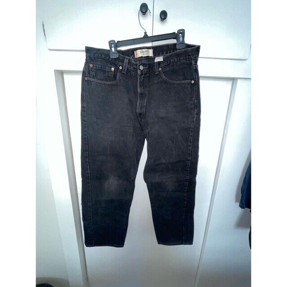 Levis 505 Black Denim Jeans Red Tab Straight Leg Size 38x30 - Picture 2 of 10